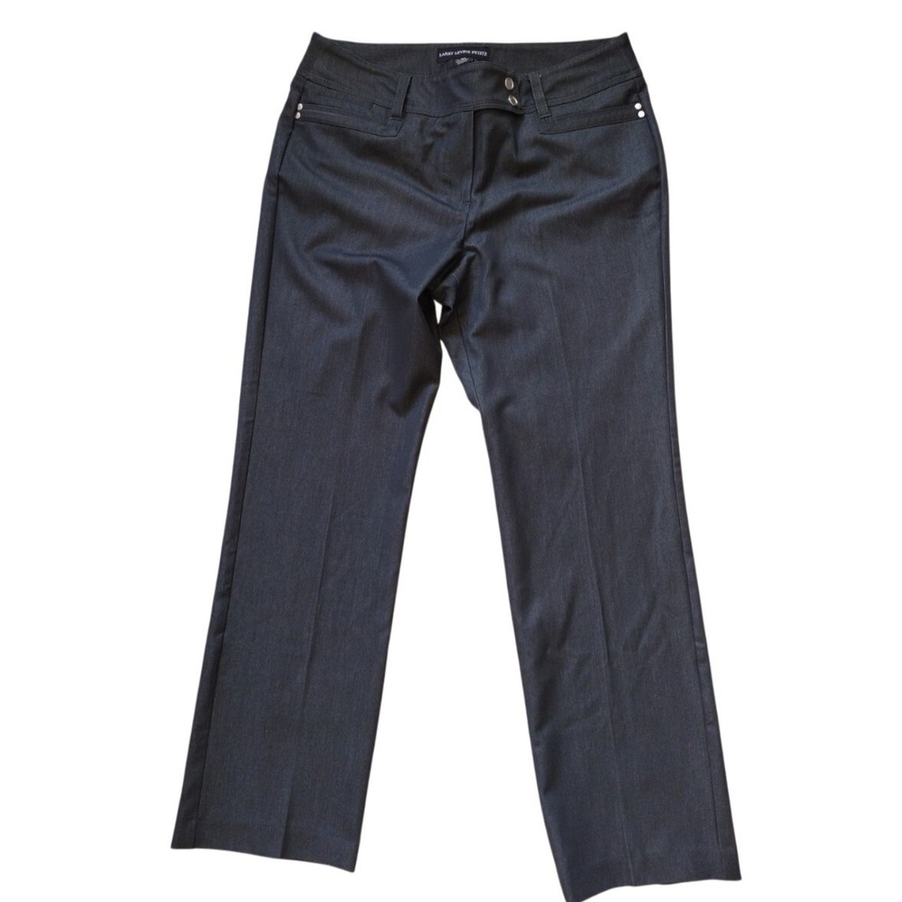 Larry Levine Pants Women 10P Petite‎ Charcoal Stretch Straight Leg Office Career